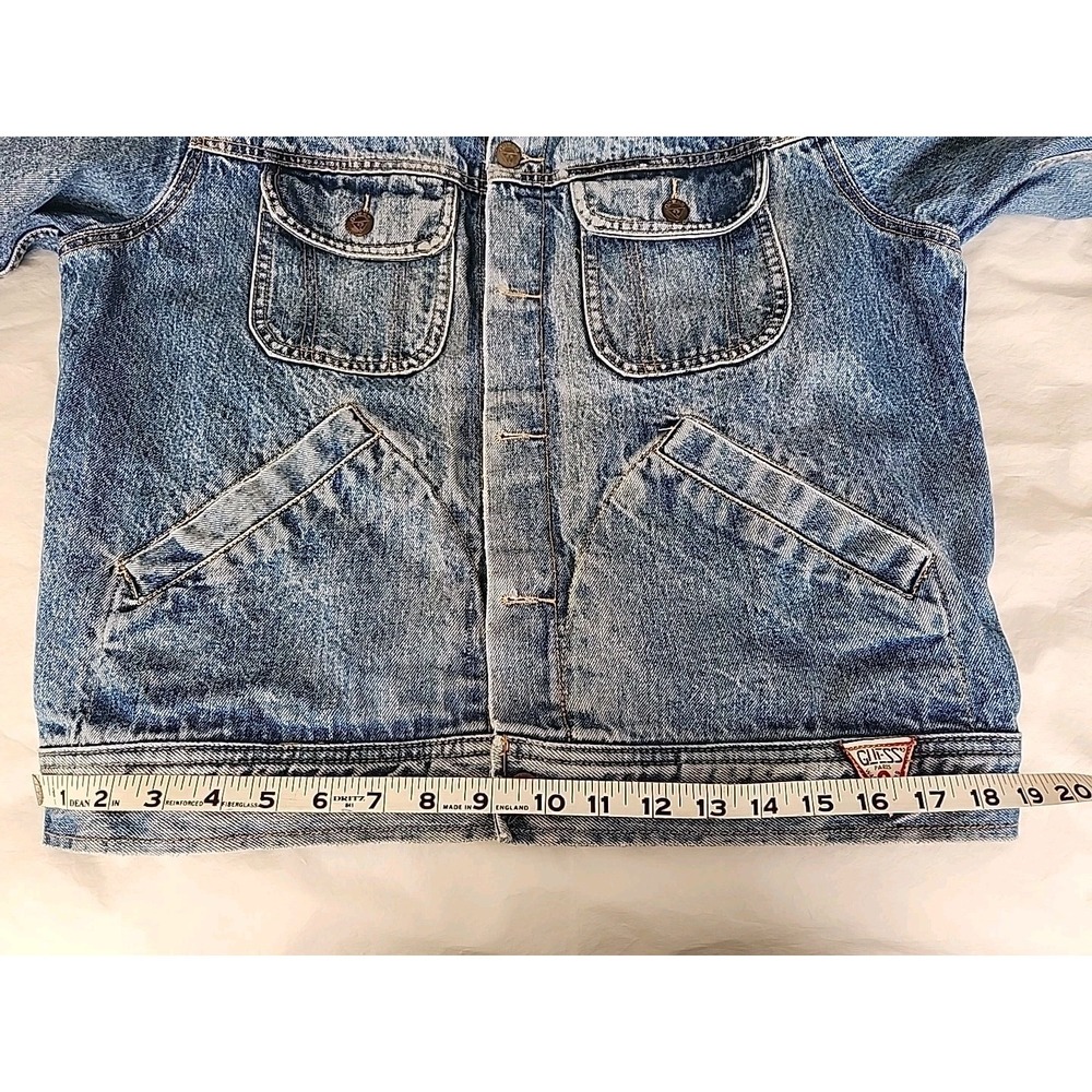 Vintage 80s Georges Marciano for GUESS? Womens Med Jean Jacket Triangle x2 Rare - Picture 15 of 16